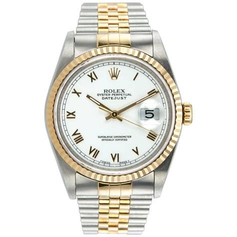 rolex datejust men's white roman dial automatic jubilee watch|Rolex Datejust 41mm two tone.